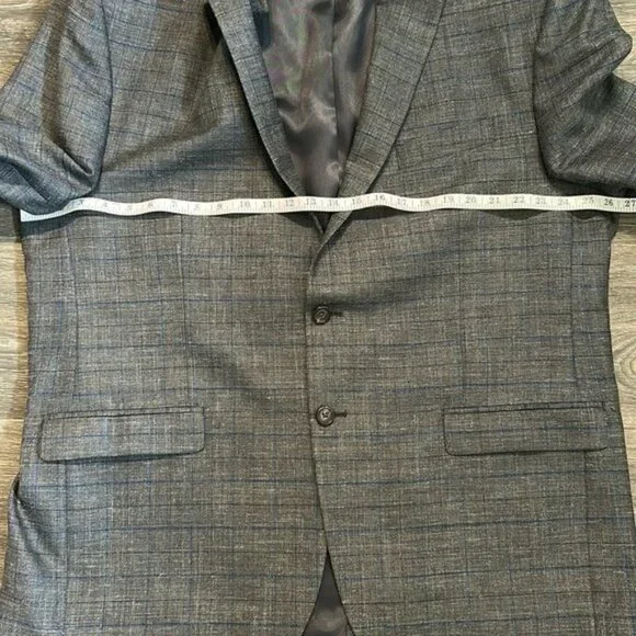 Ralph Lauren 48R Gray Plaid Blue Blazer Suit Jacket Sport Coat Two Button Wool - Picture 5 of 16